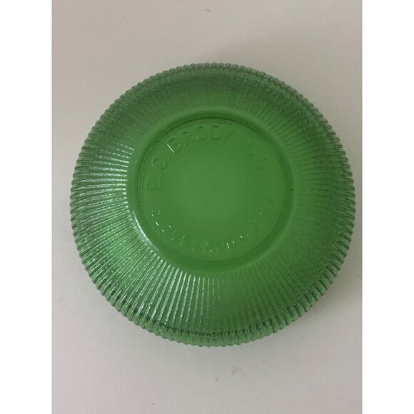 E O Brody Co Emerald Green Ribbed Cleveland OH USA Glass Bowl Vintage - Picture 4 of 6
